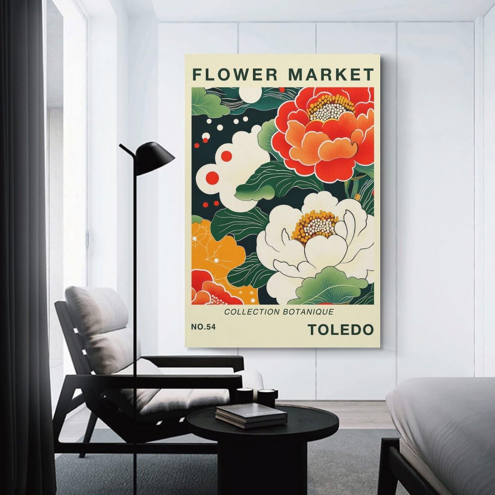 Junmoney Unframe-Style-22 Toledo Flower Market Botanical Travel Art Print Room Decor Wall Art 20X30inch(50X75cm), For Entrance Walls, Hall Decor Or Foyers, A Neat Decor Update For Hallways