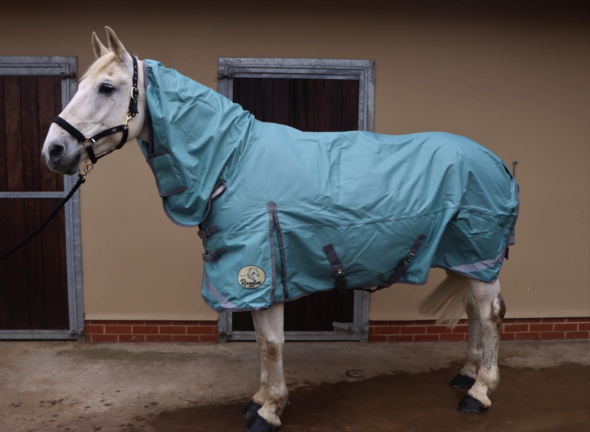 Ruggles Lightweight Combo Turnout Rug for Heavy Horses Shire Clydesdale Percheron | Durable 1200D Waterproof/Breathable Teflon Coated Outer | Perfect for Warmer Showery Days (6' 3", Oil)