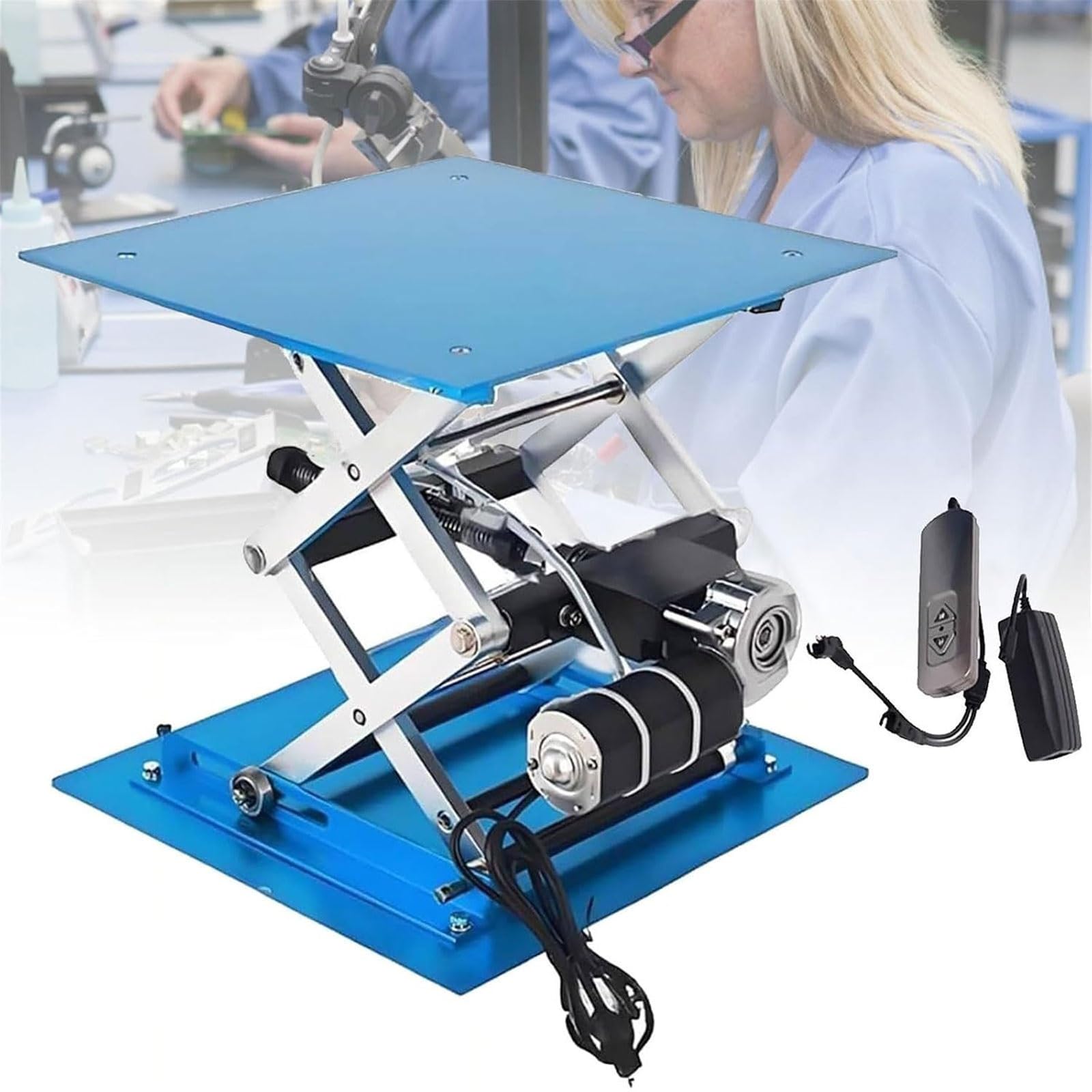 Plate-forme élévatrice électrique, charge de levage à ciseaux de laboratoire 250/300 mm, support de levage de laboratoire, hauteur de levage 90-365 mm, capacité de charge 30 kg(300mm)