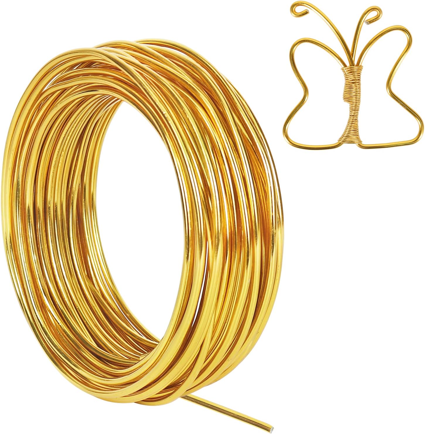 9 Gauge 3mm Aluminum Craft Wire, 50 Feet Bendable Metal Wire for Sculpting, Bike Modelling Skeleton Crafting Floral Making, Jewelry Making, Weaving and Wrapping (Gold)