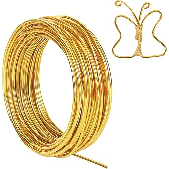 Tenn Well Aluminum Wire 9 Gauge 3mm Thick 15m Bendable Metal Wire for Bicycle Model Skeleton Craft Flower Making Jewelry Making Wire Weaving and Wrapping Gold