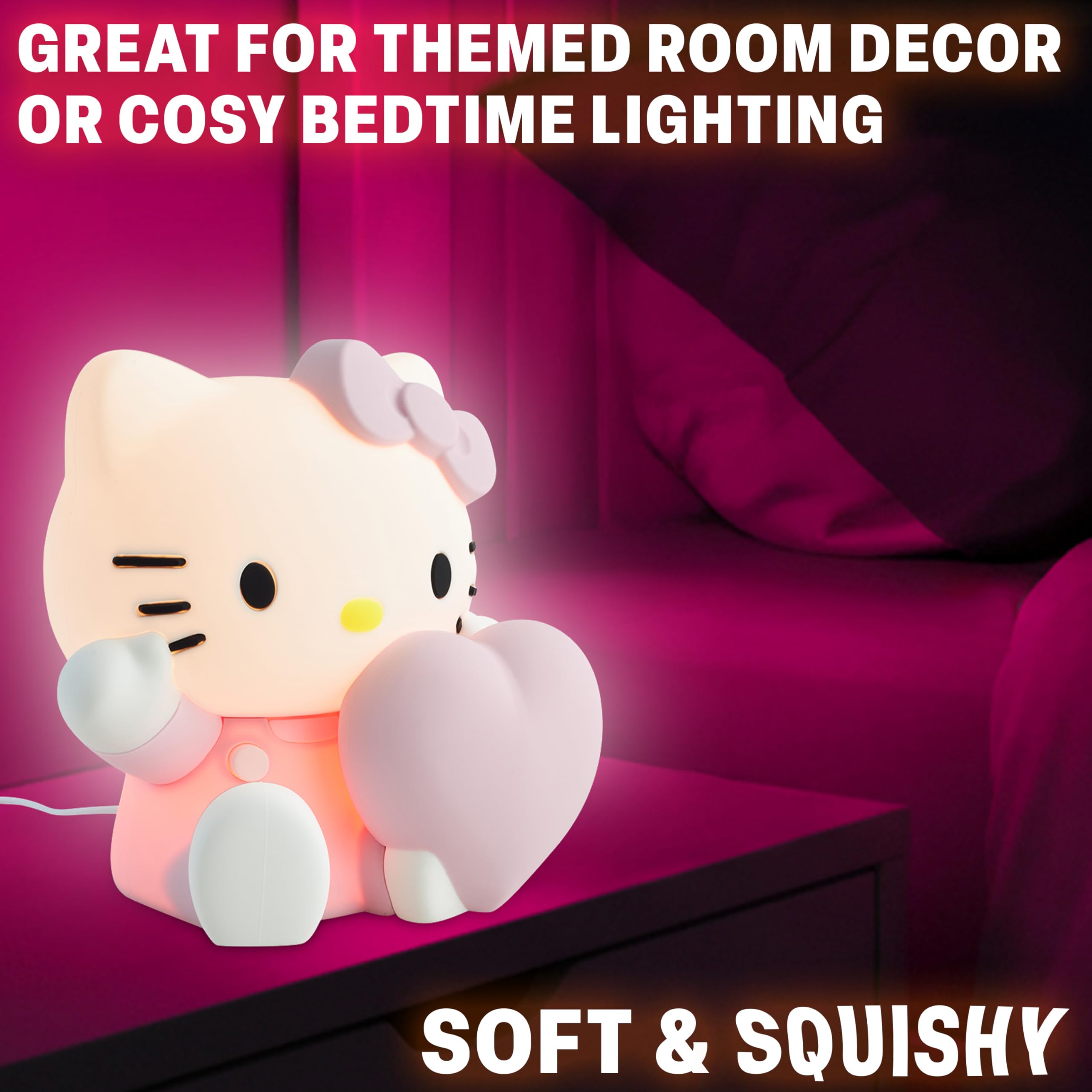 Get Trend Hello Kitty Sanrio LED Nachtlicht Kinder & Erwachsene, 3D Silikon Nachttischlampe, Geschenke für Mädchen & Frauen (Hello Kitty)