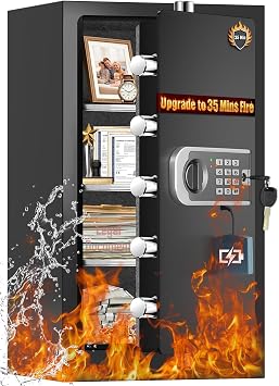 [2026 Upgraded] [35Min 1700F] True Fire Proof Safe for Home Documents, 7.2 Cuft Large Fireproof Safe With Removable Shelf, Heavy Duty Safe Box with Anti-theft for Cash Valuables