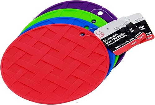 Miniatura 2 de Chef Craft Salvamanteles de silicona con diseño de tejido de cesta, 7 pulgadas de diámetro, el color puede variar