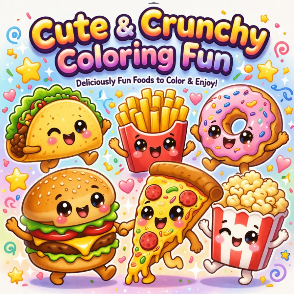 Cute & Crunchy Coloring Fun: Deliciously Fun Foods, Cozy Friends & Cute Bedtime Scenes to Color & Enjoy!