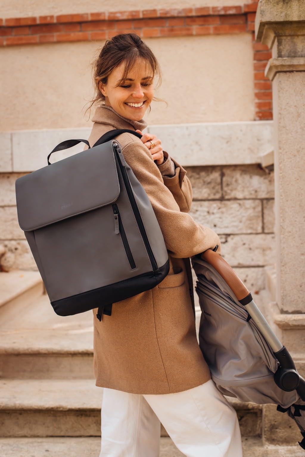 BÉABA, Borsa Fasciatoio, Zaino, Impermeabile, 11 tasche, Fasciatoio, Gomma riciclata, Traspirante, Manici e Schienale Imbottiti, Tasca Ssolante, PC17 pollici, 19L, Borsa Oslo, Antracite