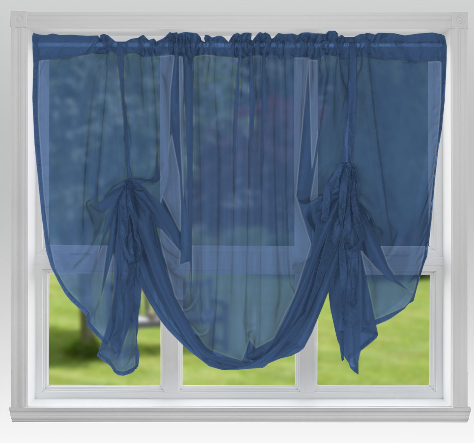 John Aird Voile Tie Blind Curtain Panels 58" Wide x 54" Drop (Navy) — image 1
