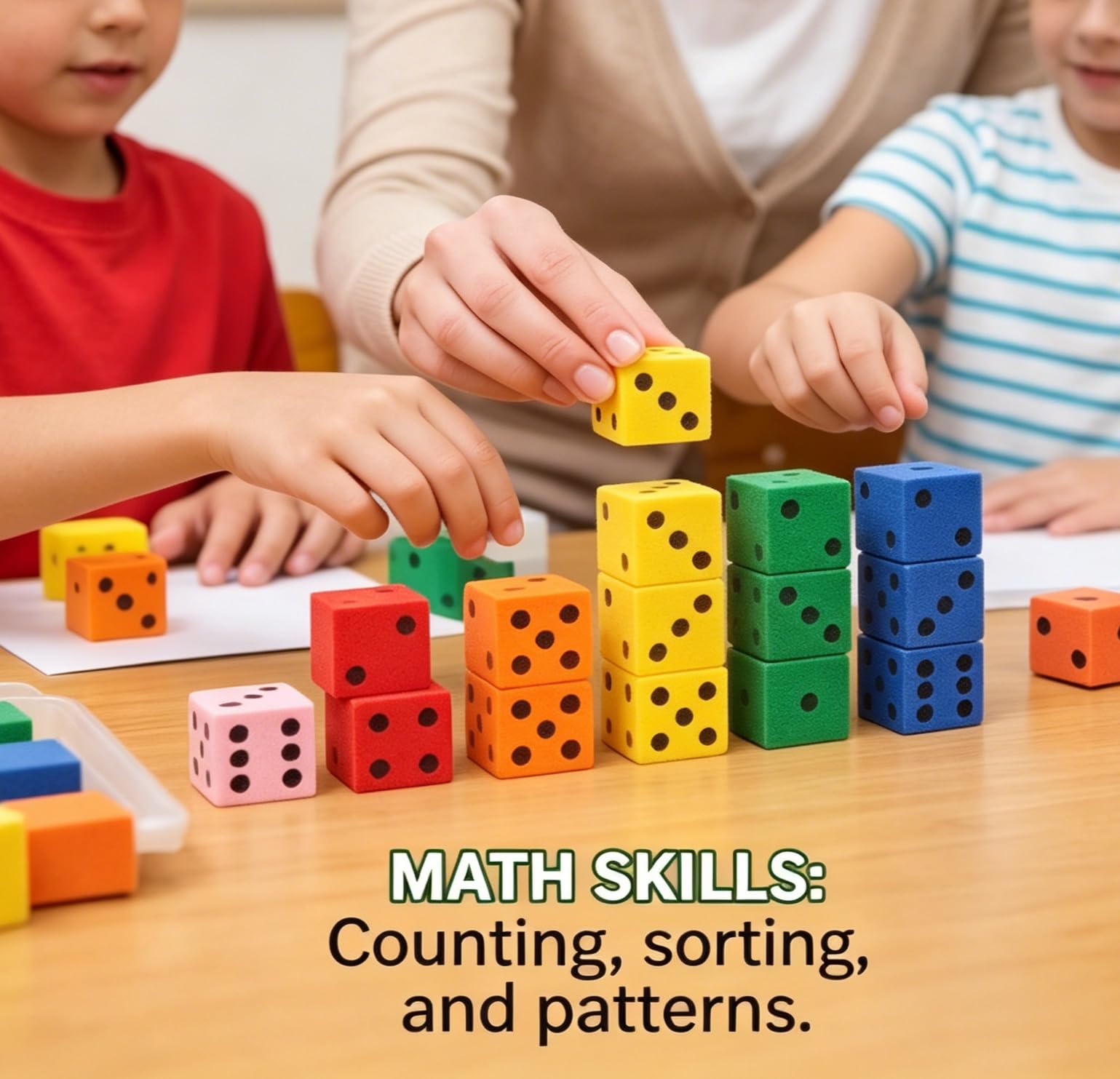 48 Pezzi Dadi in Gommapiuma 2 cm Dadi Di Schiuma Dado Gioco Cubo Di Schiuma Didattici Dado per Asilo Nido, Scuola Materna, Classe, Giochi Di Matematica, Multicolore