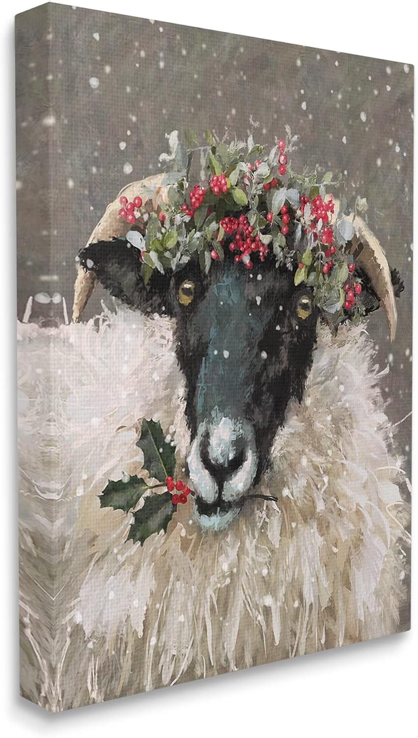 Stupell Industries Holiday Berries Farmhouse Sheep Canvas Wall Art, Design by Pip Wilson