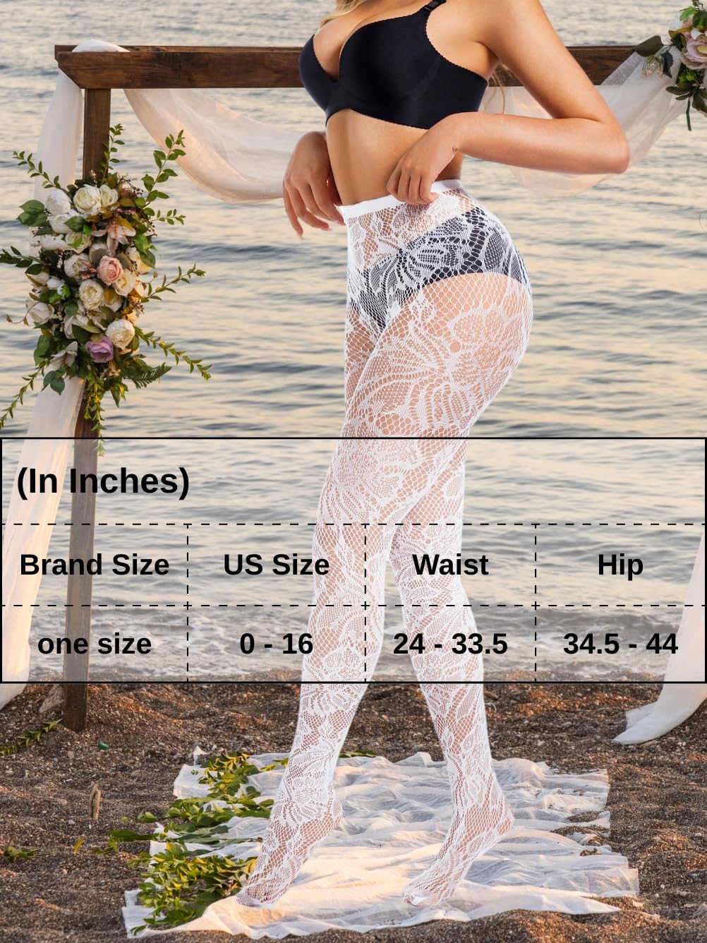 Sexy Lace Tights For Women, High Waisted Fishnet Stockings Concert, Floral Patterned Pantyhose Leggings Rave Outfits - Image 5