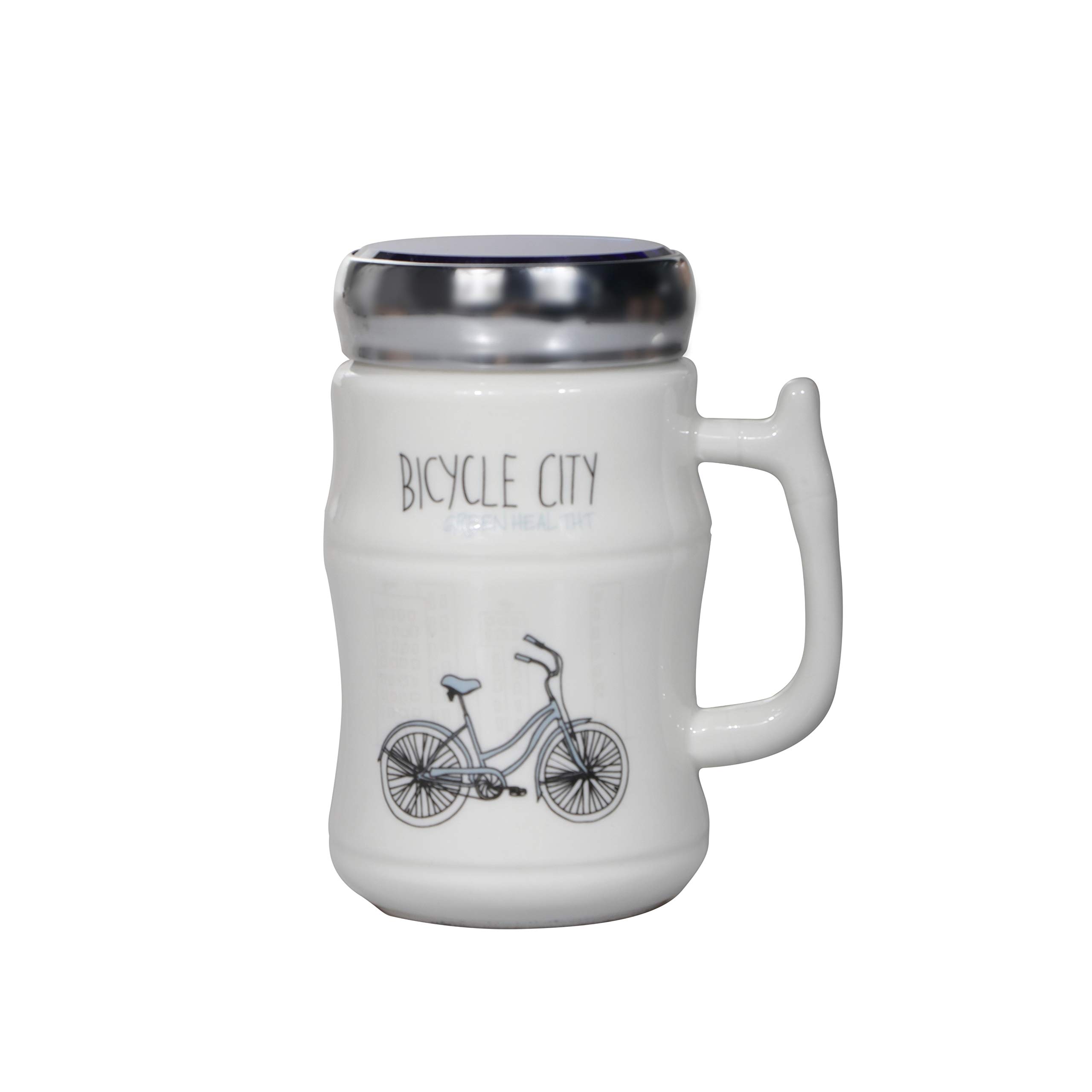 Delcasa 450ML Ceramic Mug with Lid | Large Coffee and Tea Mug | Traditional Extra Large Coffee/Tea Mug, Thick Wall Small Portable Mug | Comfortable Handle | Ideal for Hot and Cold Drinks