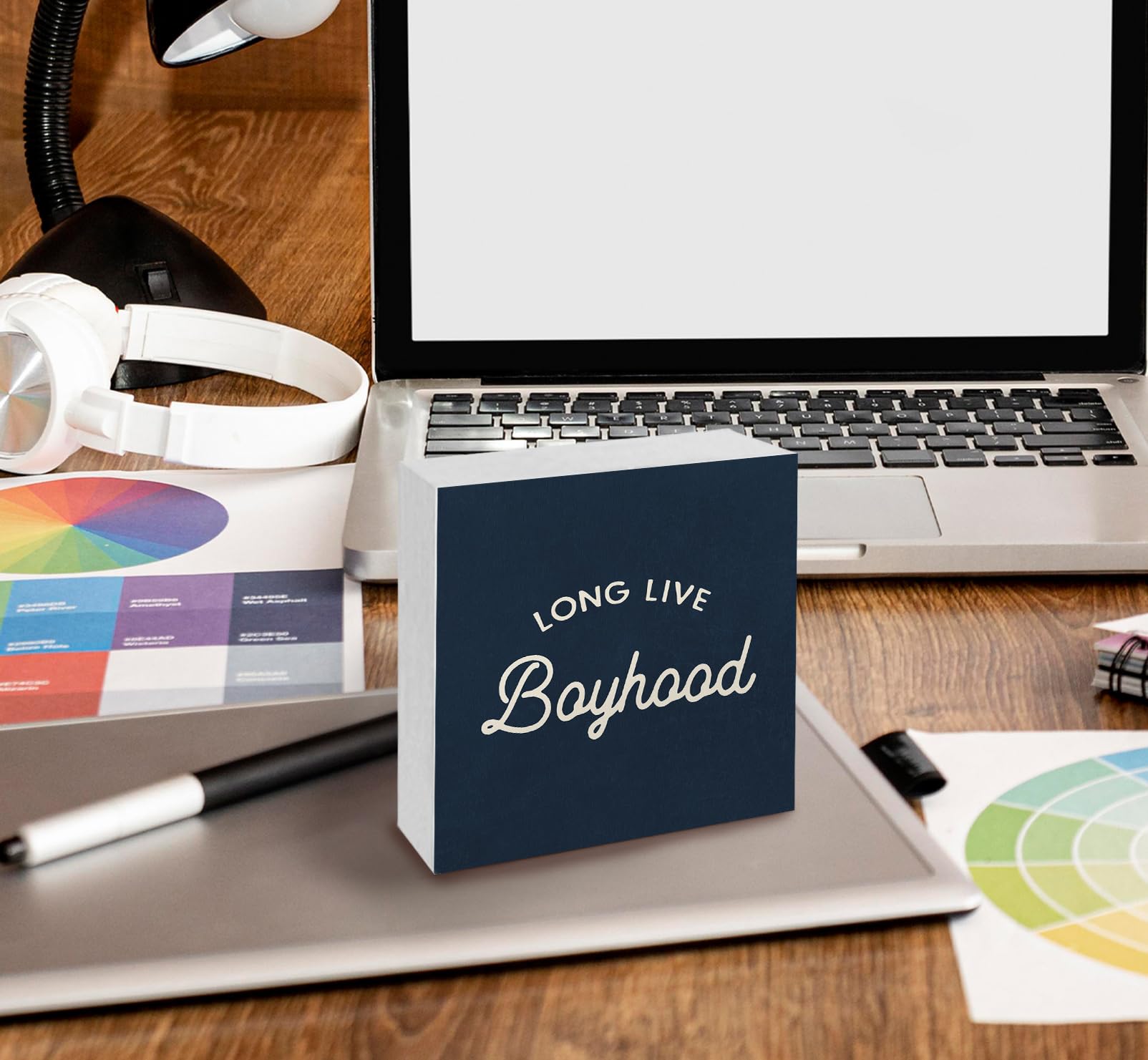 Targa in legno blu navy con scritta "Long Live Boyhood", decorazione per la cameretta dei ragazzi, decorazione per la casa per camera dei bambini, camera da letto, sala giochi, scrivania