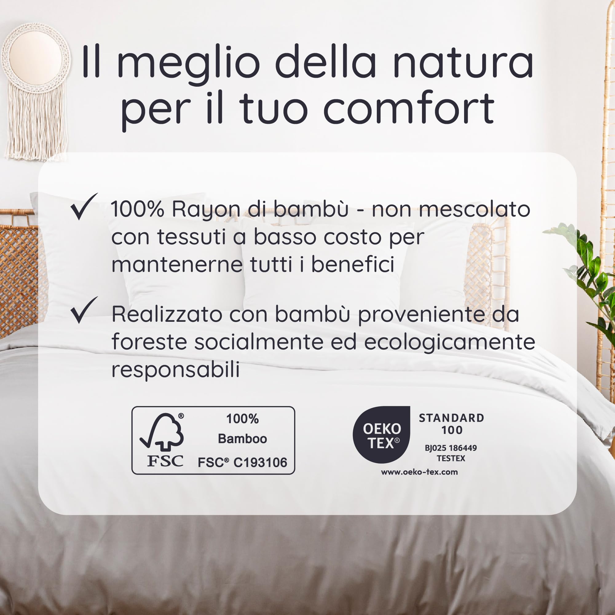 Federe Cuscino In Bambù 50x70 Cm - Confezione Da 2 - Ipoallergeniche E Morbide Come Seta - Foto 4