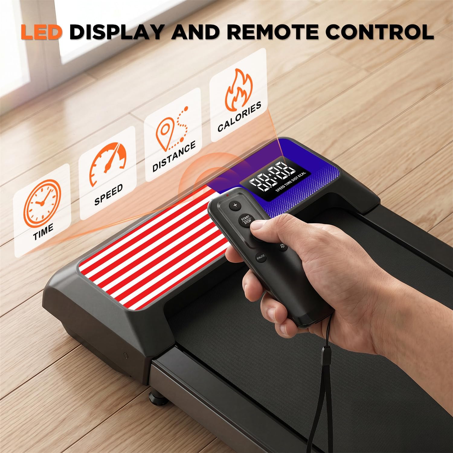 RJOP Walking Treadmill Pad with Incline - Portable Under Desk Treadmill, Walking Pad with Handlebar, 2.5HP Low Noise, 2-in-1 Treadmill for Home Office view 3