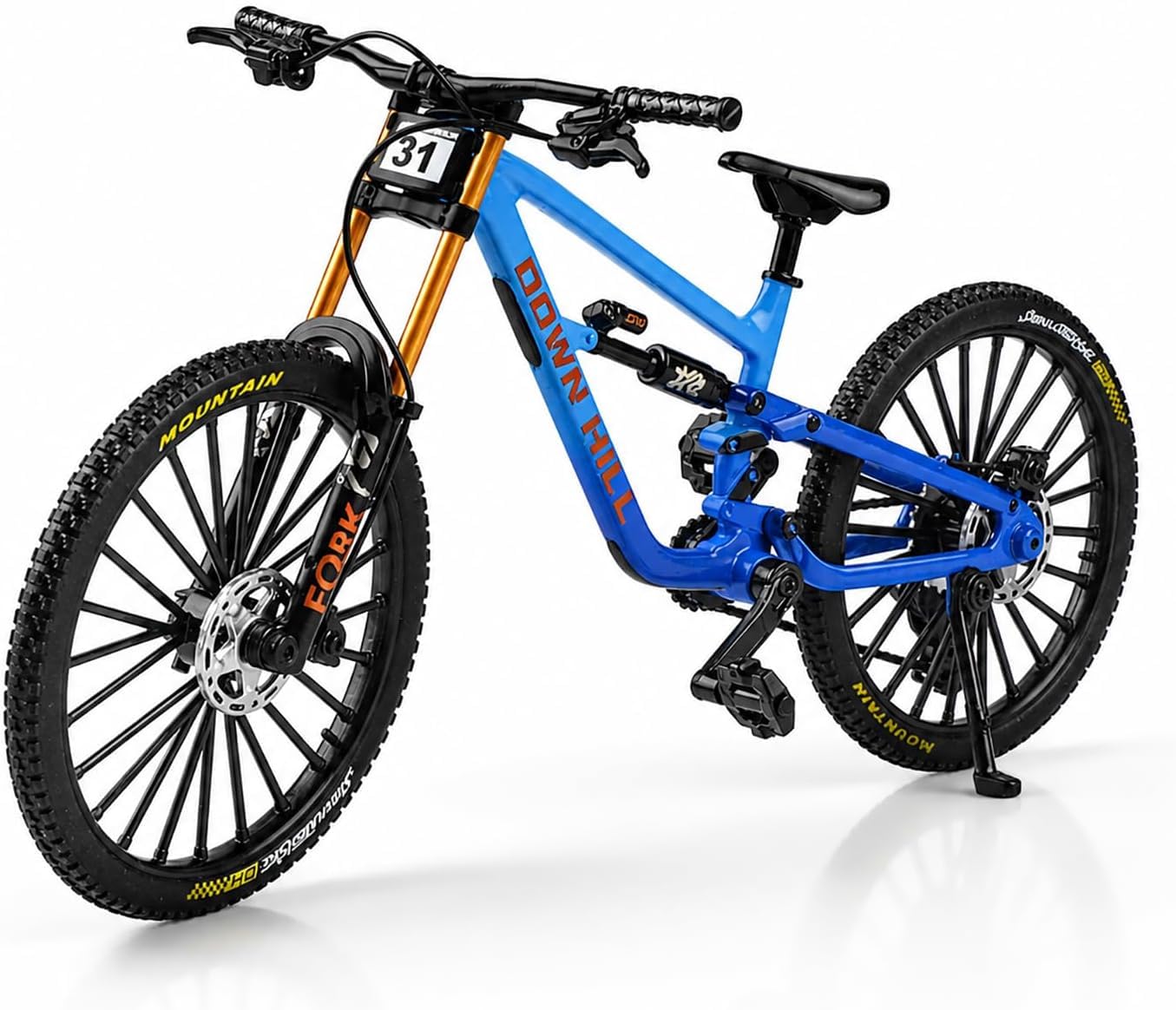 Generisch Universal Finger Bicycle Model, 1:10 Mountain Bike Model Toy, Finger Mountain Bike Model Decoration, Miniature Finger Bike, Mini Bending Bicycle Model (Blue-31)