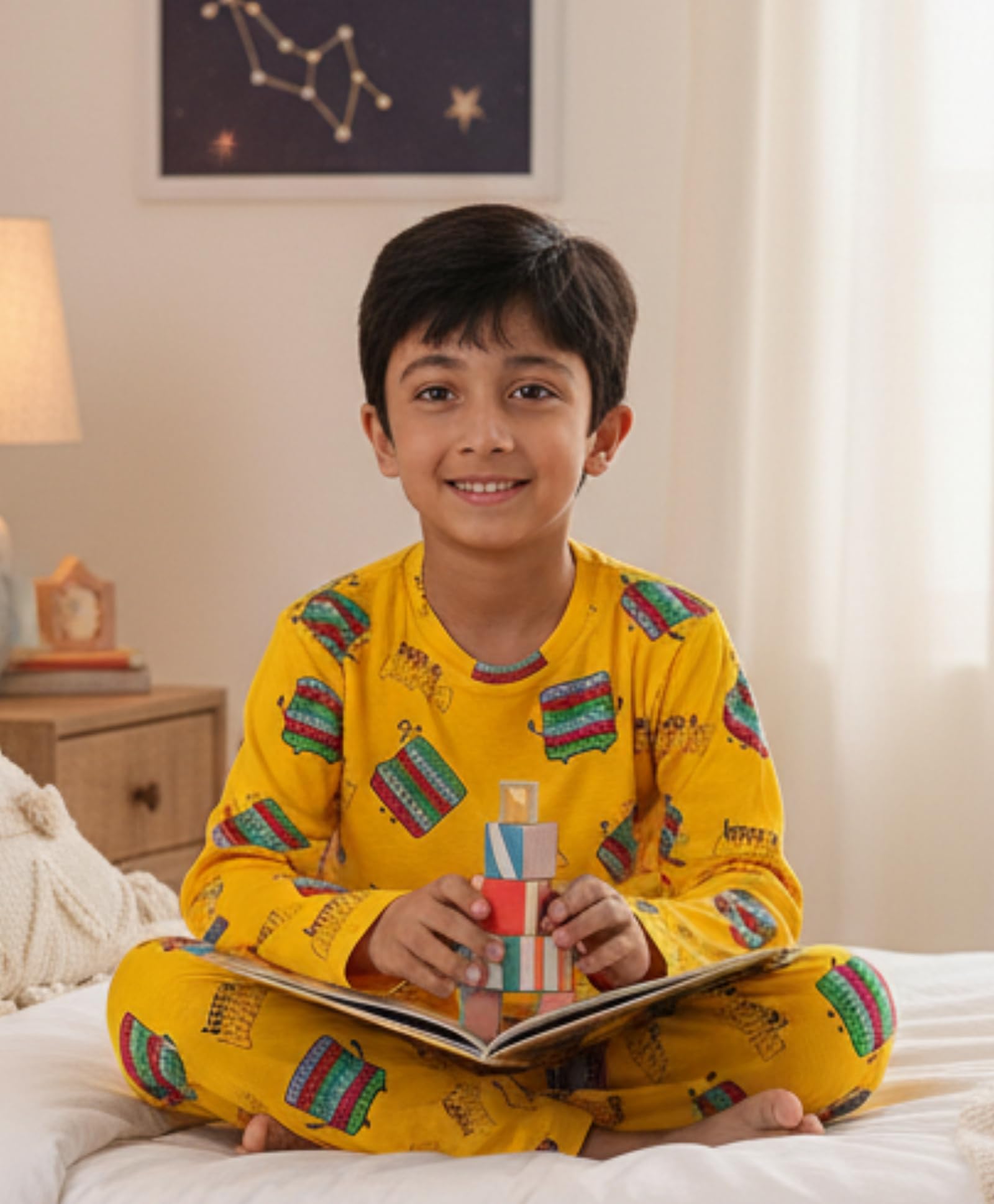 Anthrilo Cotton Blend Pop It Boys Yellow Pyjama Set (5-6 Years_Multicolored) - Image 5 thumbnail