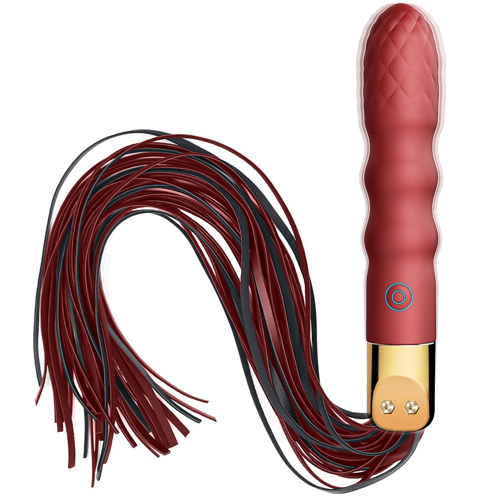 SXOVO Fouet BDSM avec Manche Vibrant Fouet Sexy Érotique 2 en 1 Gode Vibro-masseur avec 10 Modes Vibration pour Stimulation Prostate et Massage Point G Martinet Sexy Adulte Sex Toýs Couple
