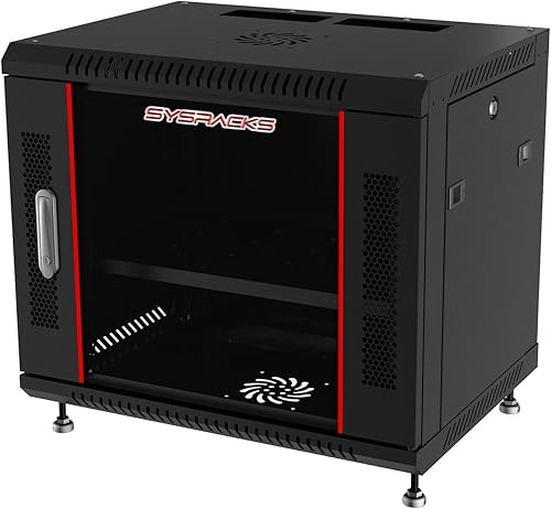 Miniatura 2 de Sysracks 12U 18 pulgadas de profundidad de montaje en pared gabinete de servidor de red Rack Lockaing Enclosure Puerta de vidrio - POWERBAR -