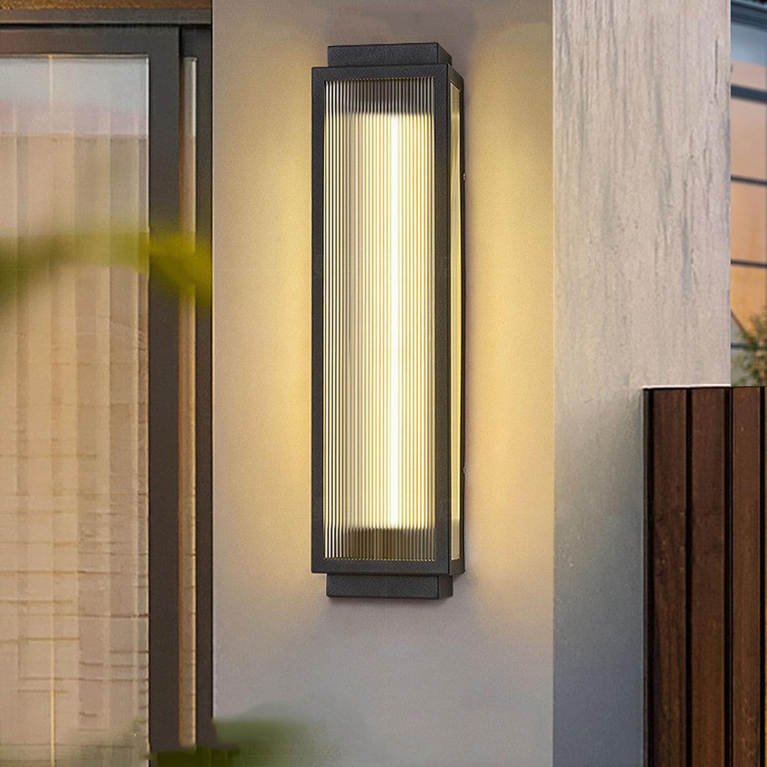 Outdoor Wall Light Fixtures,Wall Sconces,Exterior Waterproof Lanterns, Porch Sconces Wall Mounted Lighting,Constructed with Stainless steel,Modern Matte Black Wall Lamps (Corded Electric, 18 In)