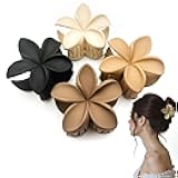4pc Nonslip Matte Flower Hair Clips for Women Thick/Thin Hair Accessories for Women Neutral Flower Cute Claw Clips Variety Pack Plumeria Hair Clip