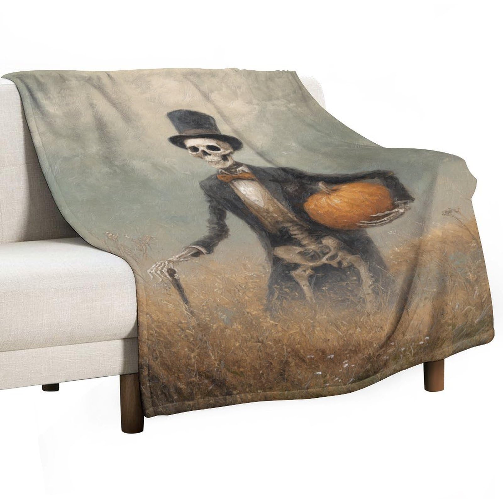 Couverture squelette plaid Halloween doux durable lit sofa 127x152