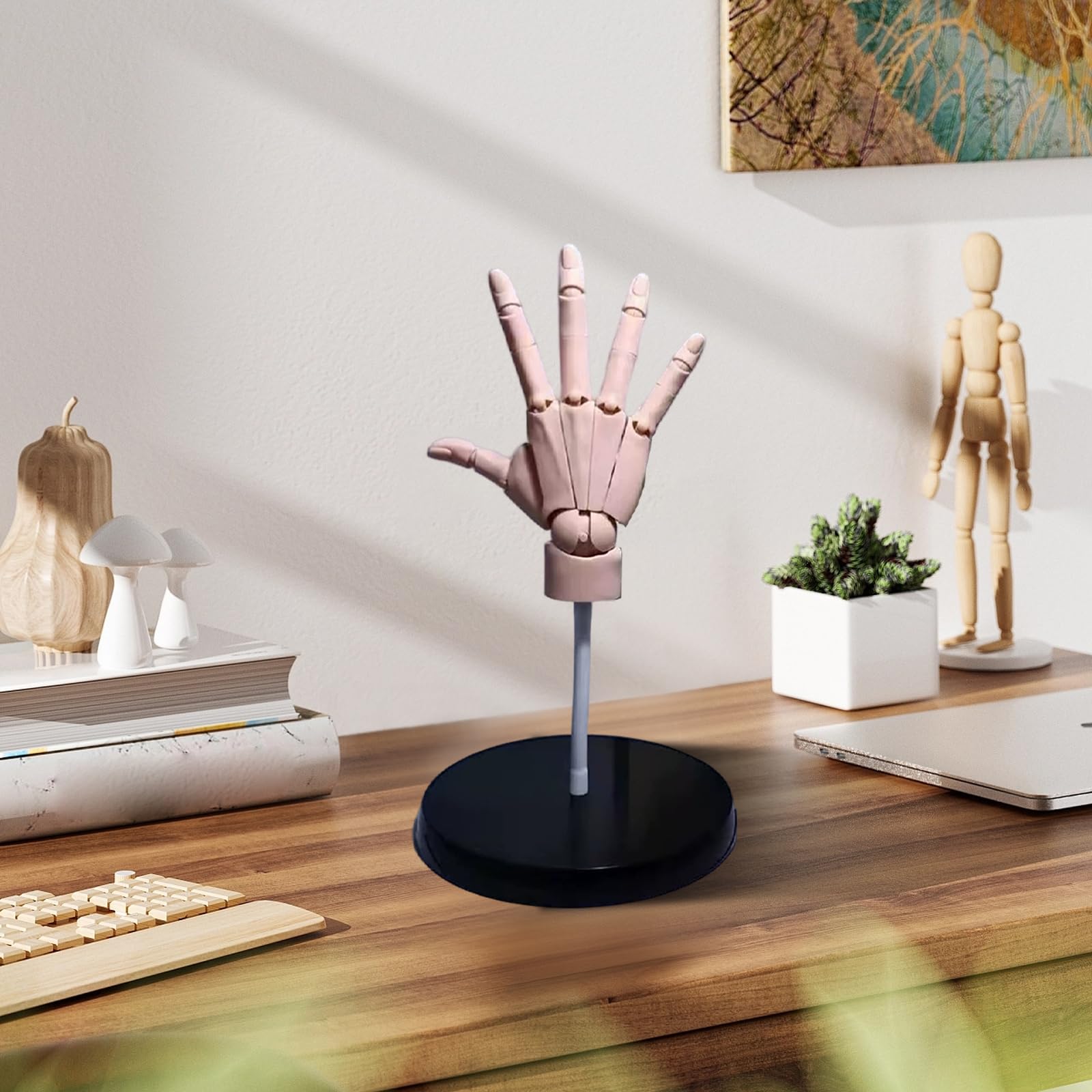 Modello di mano flessibile articolata in PVC con giunto e base mobile per disegno e pittura