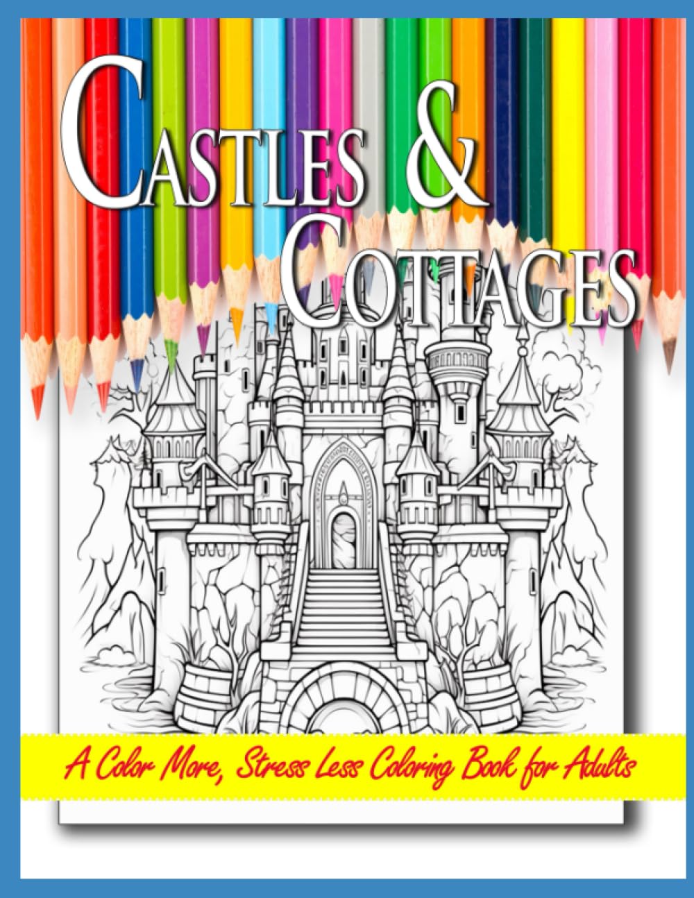 Adult Colouring Book Colour Therapy Cottages And Castles Anti - Foto 12