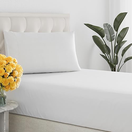 Sleepy Town - Juego de sábanas individual de 2 piezas, sin sábana encimera, suave, cómodo, fresco, fácil cuidado, resiste a arrugas y decoloración,