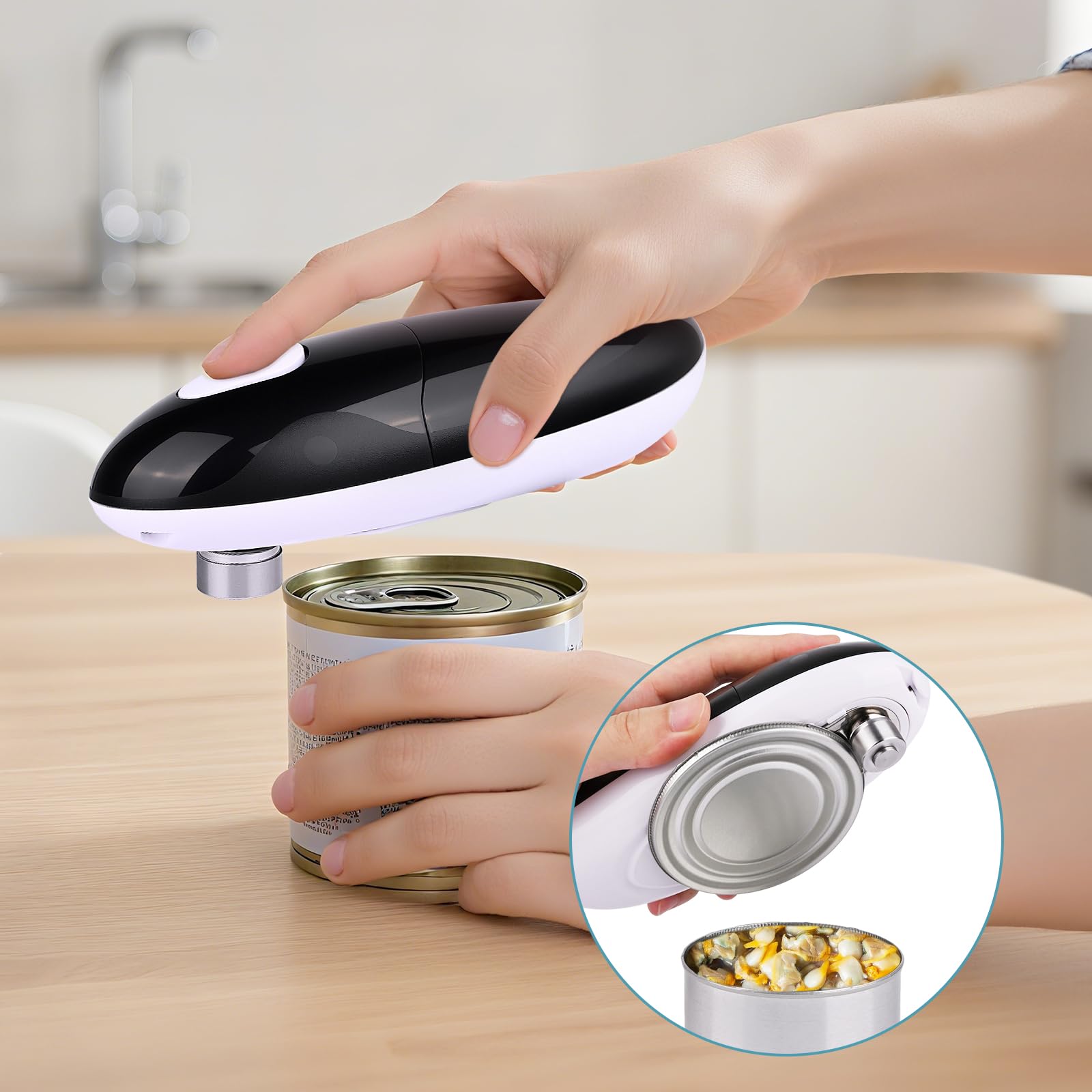Apriscatole Elettrico, Apriscatole, A Batteria, Funzionamento Automatico Con Un Solo Tocco, Supporto Magnetico Per Apriscatole Elettrico Per Mani Deboli, Malati Di Artrite e Anziani (Nero)