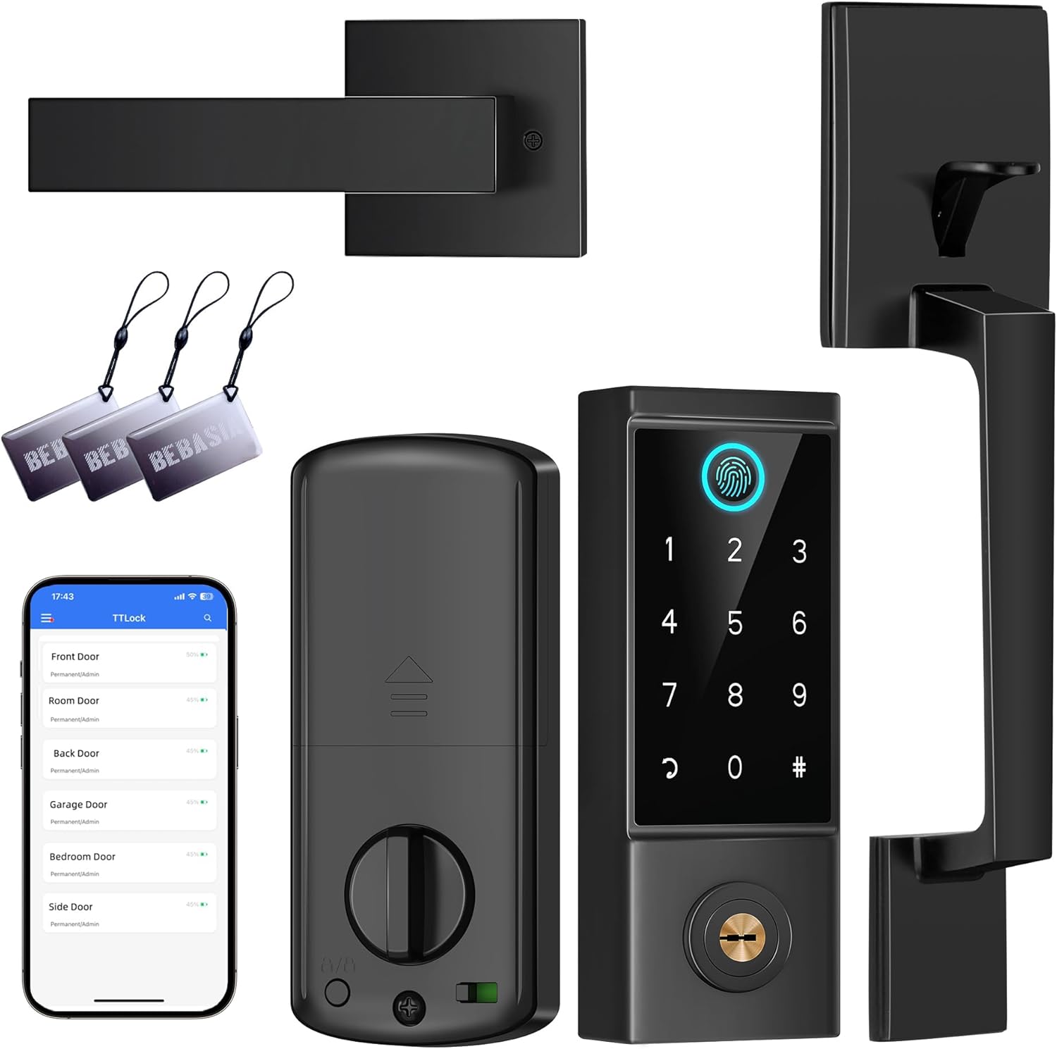 BEBASIA Smart Door Lock with Front...
