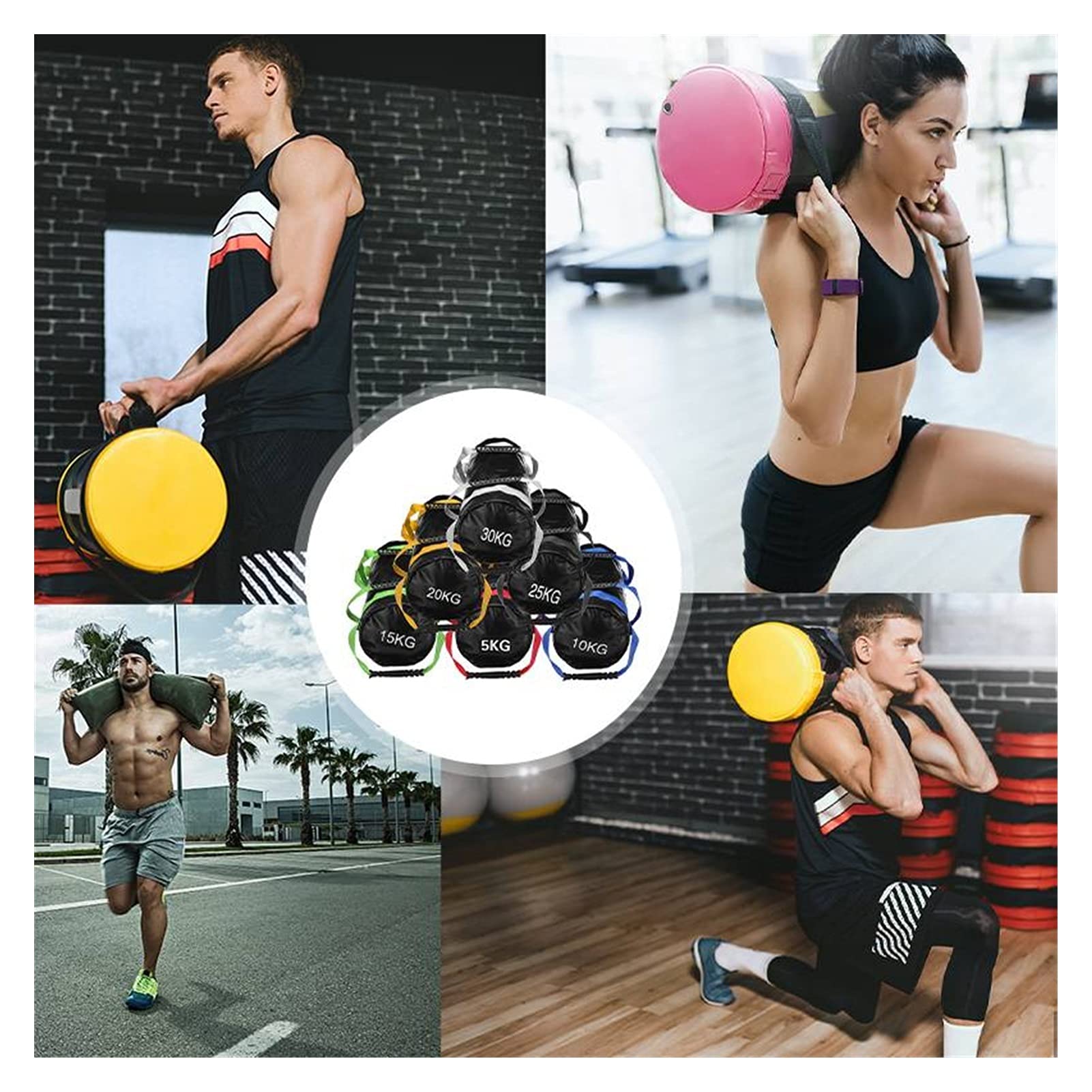 Générique Training Sandbag Sac Lestage 5-30kg Poids de Levage Double End Boxe Fitness Entraînement Multifonctionnel