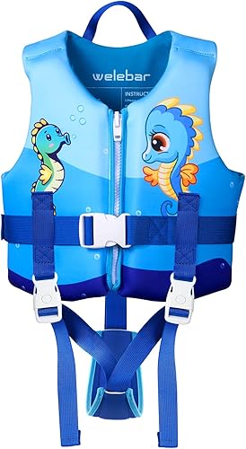 Chaleco de natación para niños, flotadores para niños pequeños con correa de seguridad ajustable, ayuda a la natación, traje de baño para niños y