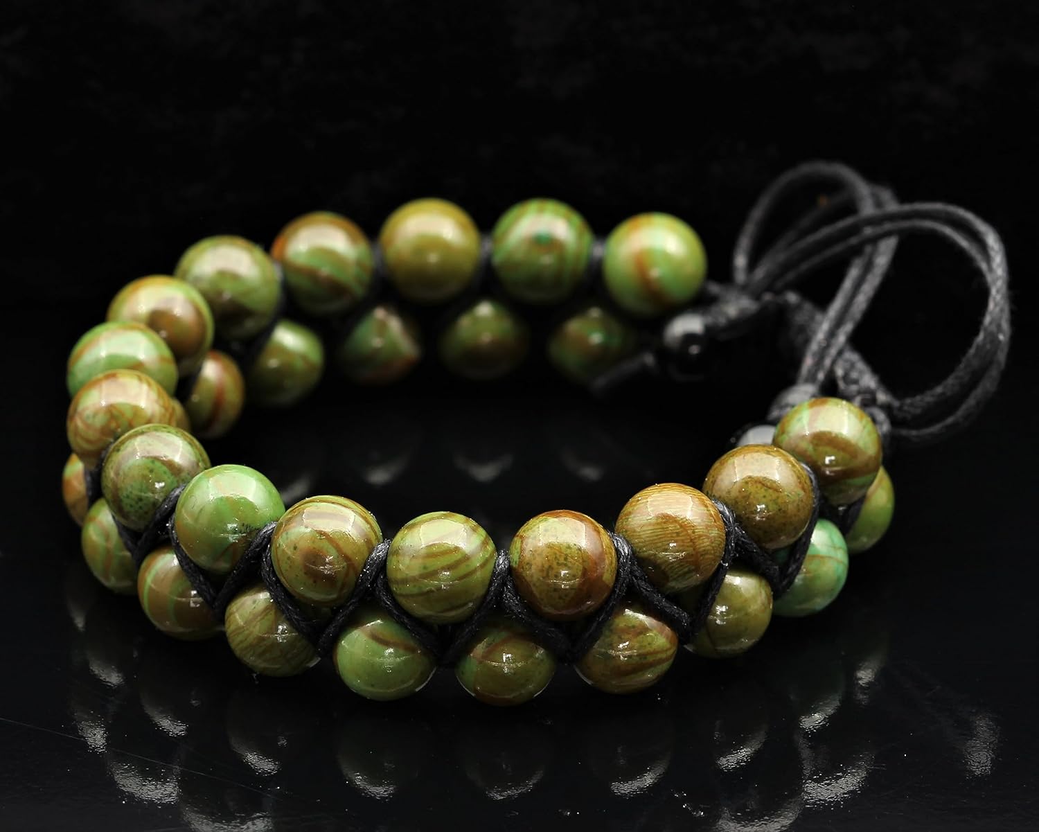 ElisaJewelryArt - Natural Green Jasper Beaded Bracelet Genuine Gemstone Obsession Stone Crystal Macrame Bracelet Unisex Bracelet (WOMEN, Green Jasper) - Image 4