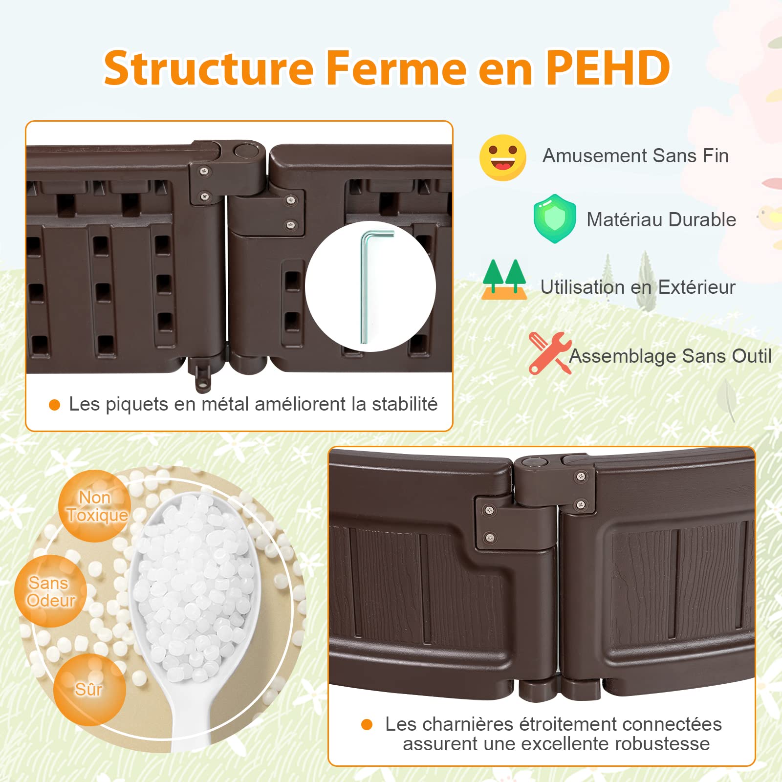 DREAMADE Bac à Sable pour Enfants avec Couverture, Bâche de Sol et Sièges - pour Le Jardin Outdoor (Ovale)