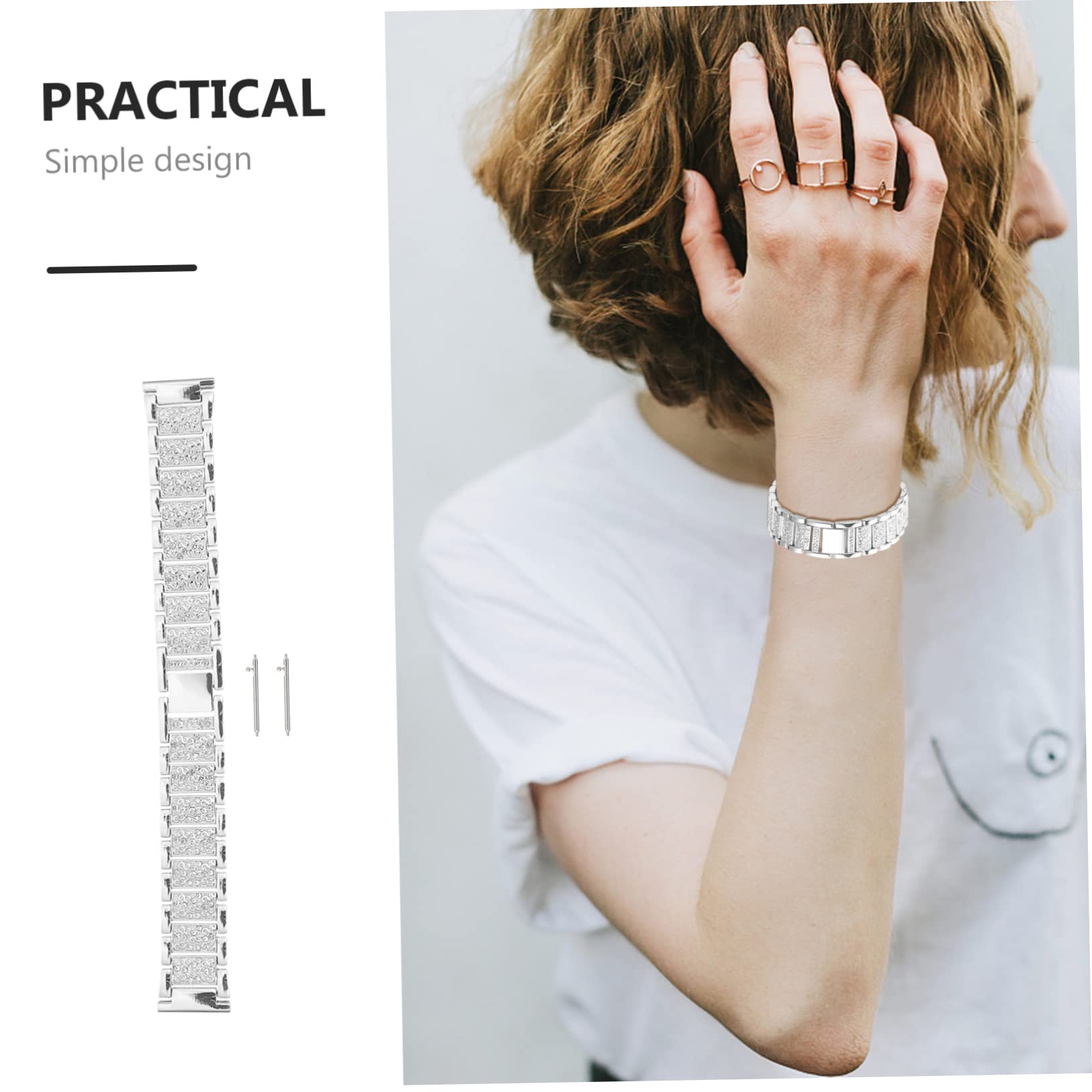 OSALADI 3 Uds Galaxywatch4 Correa De Reloj Universal Relojes De Moda Para Mujer Pulsera Reloj Inteligente Para Mujer Bling Smartwatch Pulsera De Acero Inoxidable Joyería De