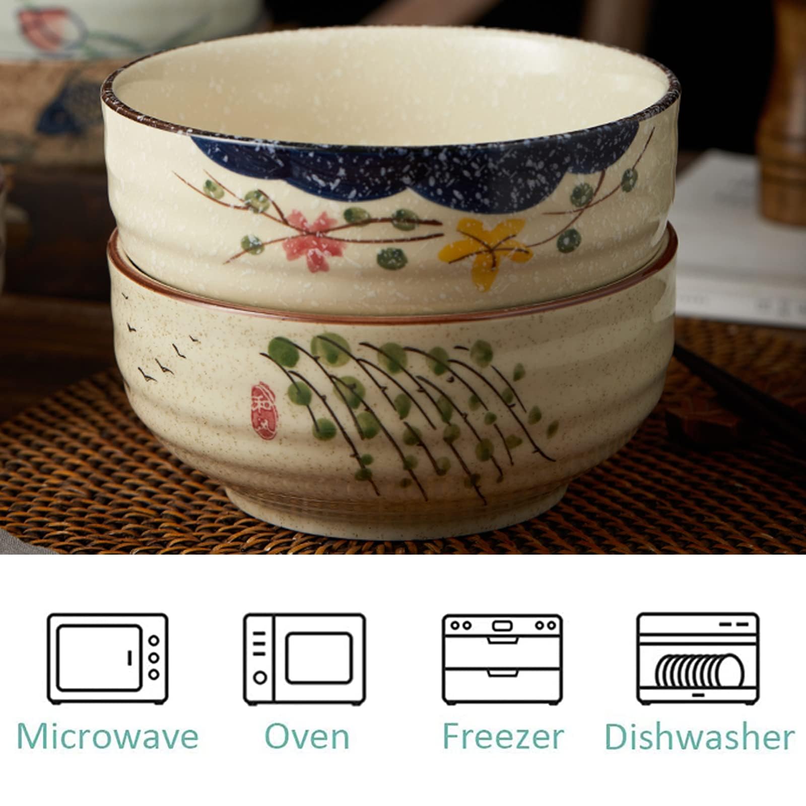 Set Ciotole Ramen In Ceramica Giapponese - Con Cucchiaio E Bacchette - Design Elegante Per Zuppe E Noodle