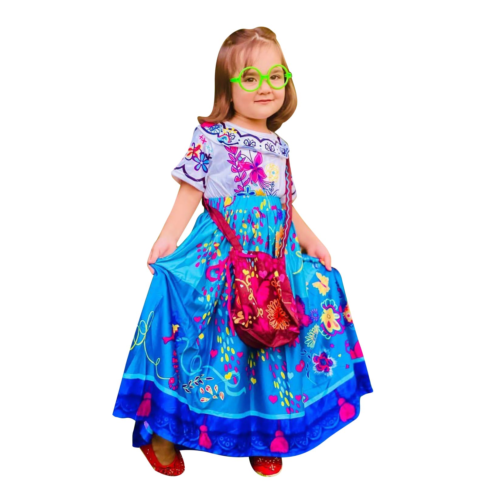 Disnnie Vestito Costume Mirabel Bambina - Costume Isabella Encanto per Ragazze Halloween Cosplay Carnevali Vestito