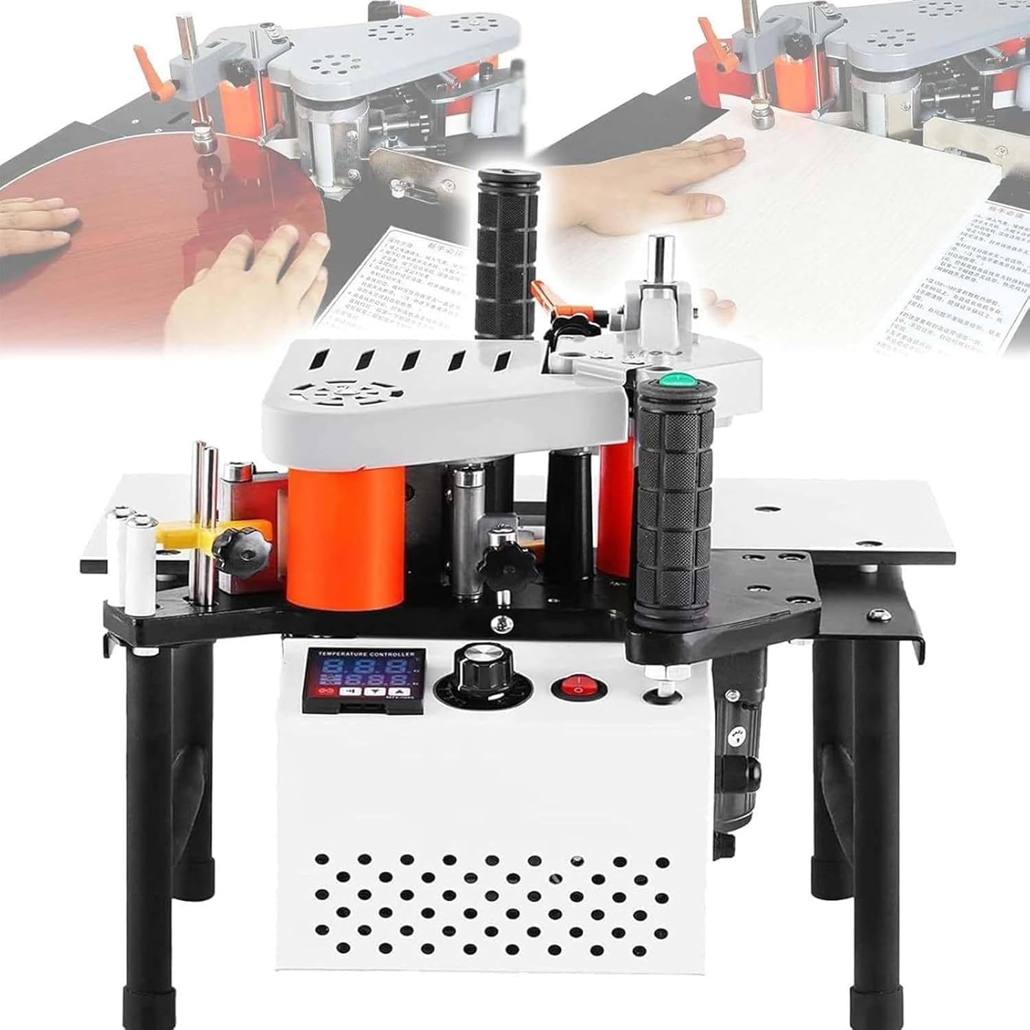 Bordatrice Manuale, Bordatrice Portatile, Bordatrice per Lavorazione del Legno da 7-60 Mm, Bordatrice Portatile in PVC ABS, Macchina Incollatrice per Lavorazione del Legno White
