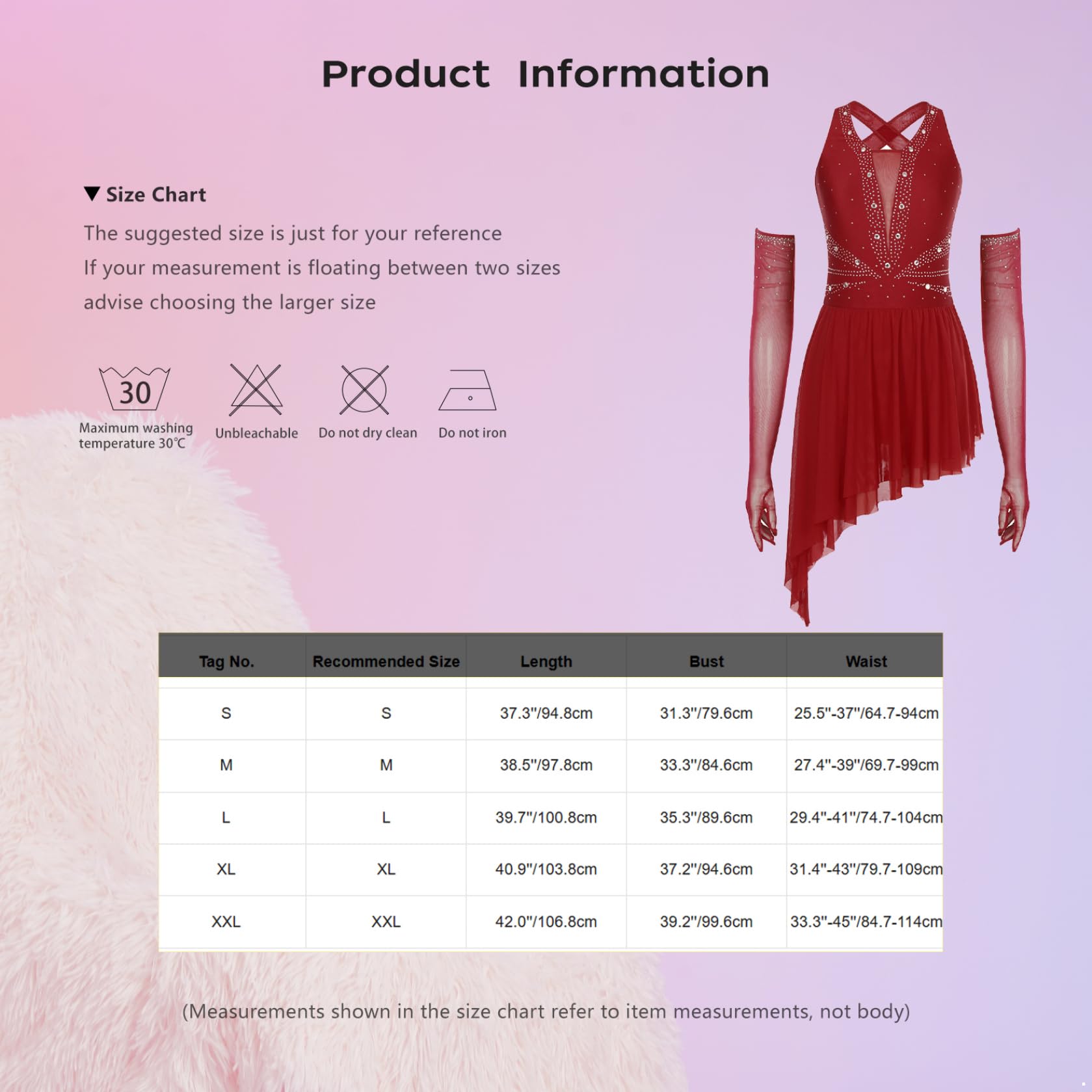 Sxiwei Ensemble Robe Patinage Artistique Femme Justaucorps Strass Asymétrique Robe Danse sur Glace Gymnastique