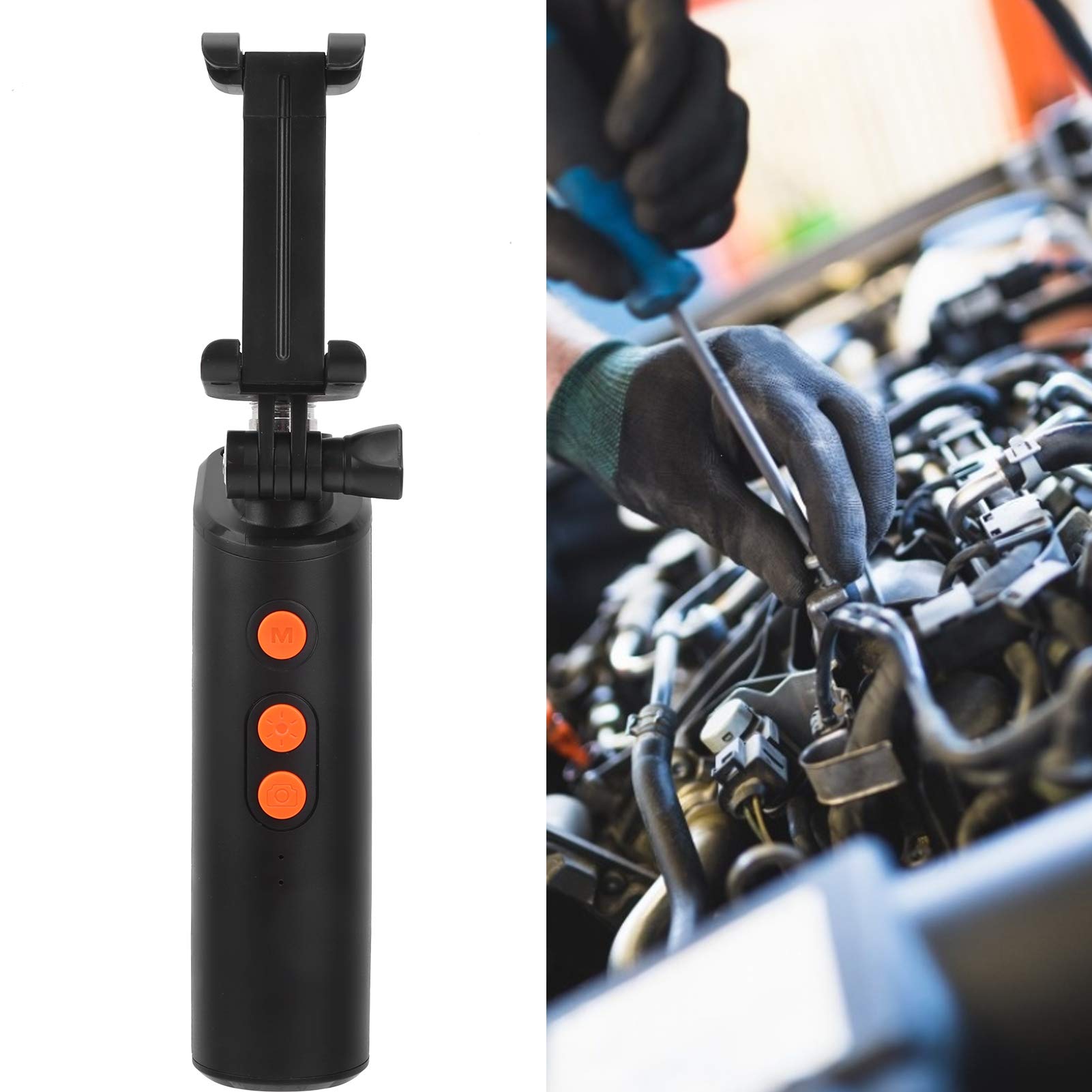 Hyuduo Periscopio da Ispezione Endoscopio WiFi Doppia Lente 1080P 2MP Fotocamera da 8 Mm IP68 Impermeabile 9 LED 5 M 16,4 Piedi Batteria Al Litio Integrata per Meccanica di Ispezione di Condutture