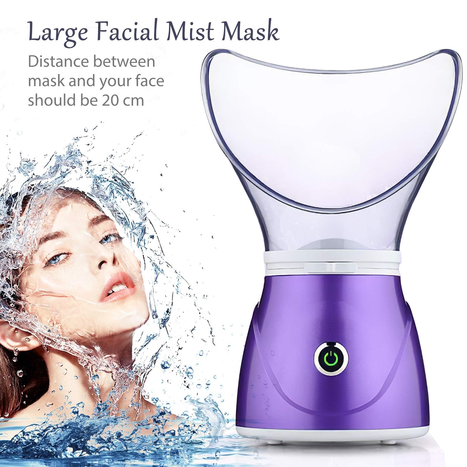 Apstour FS 60 Purple Sauna facial, vaporisateur facial pour les soins cosmétiques du visage, ouvre les pores et hydrate, vapeur bienfaisante, convient aussi pour l'aromathérapie et l'inhalation