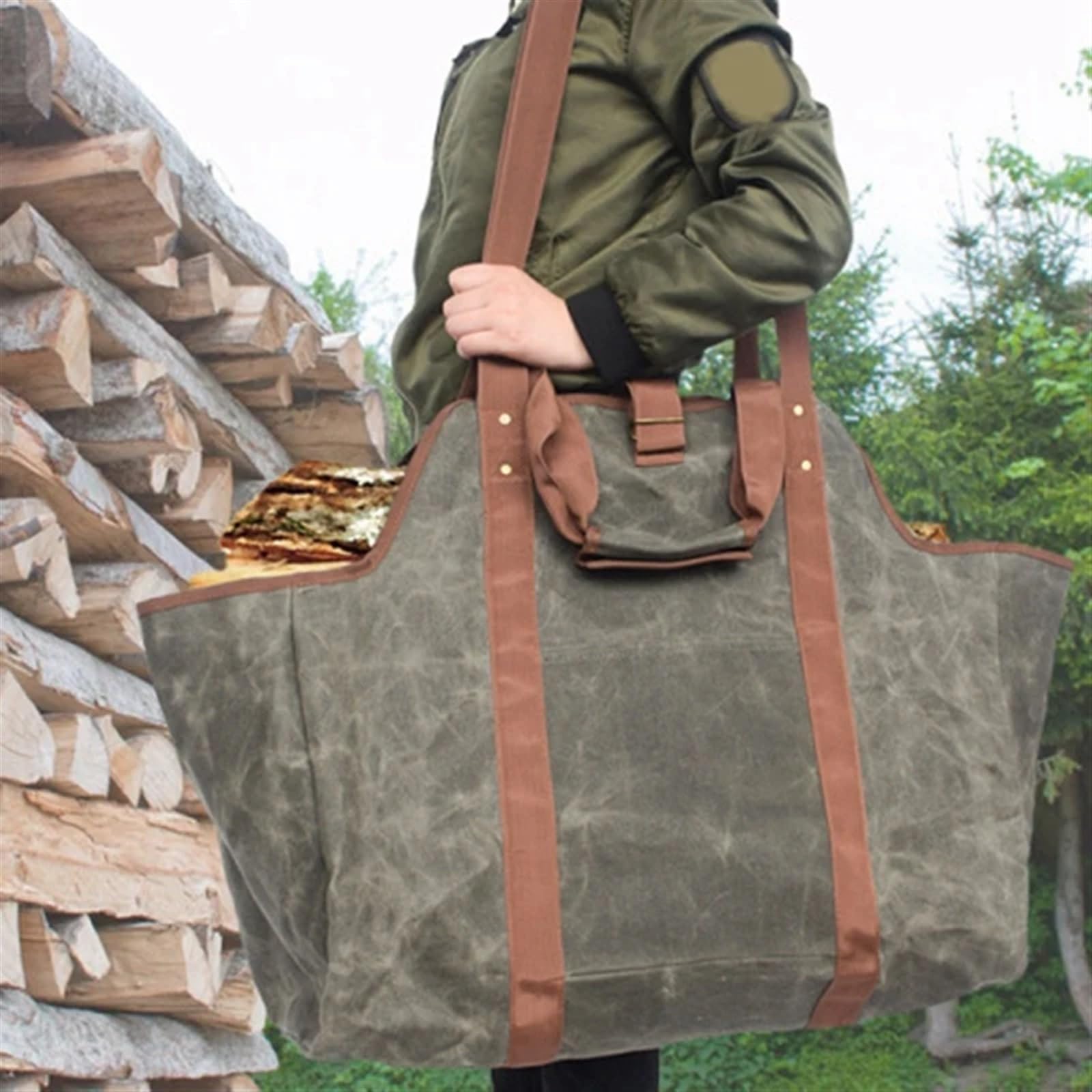 Borsa porta legna da ardere in tela