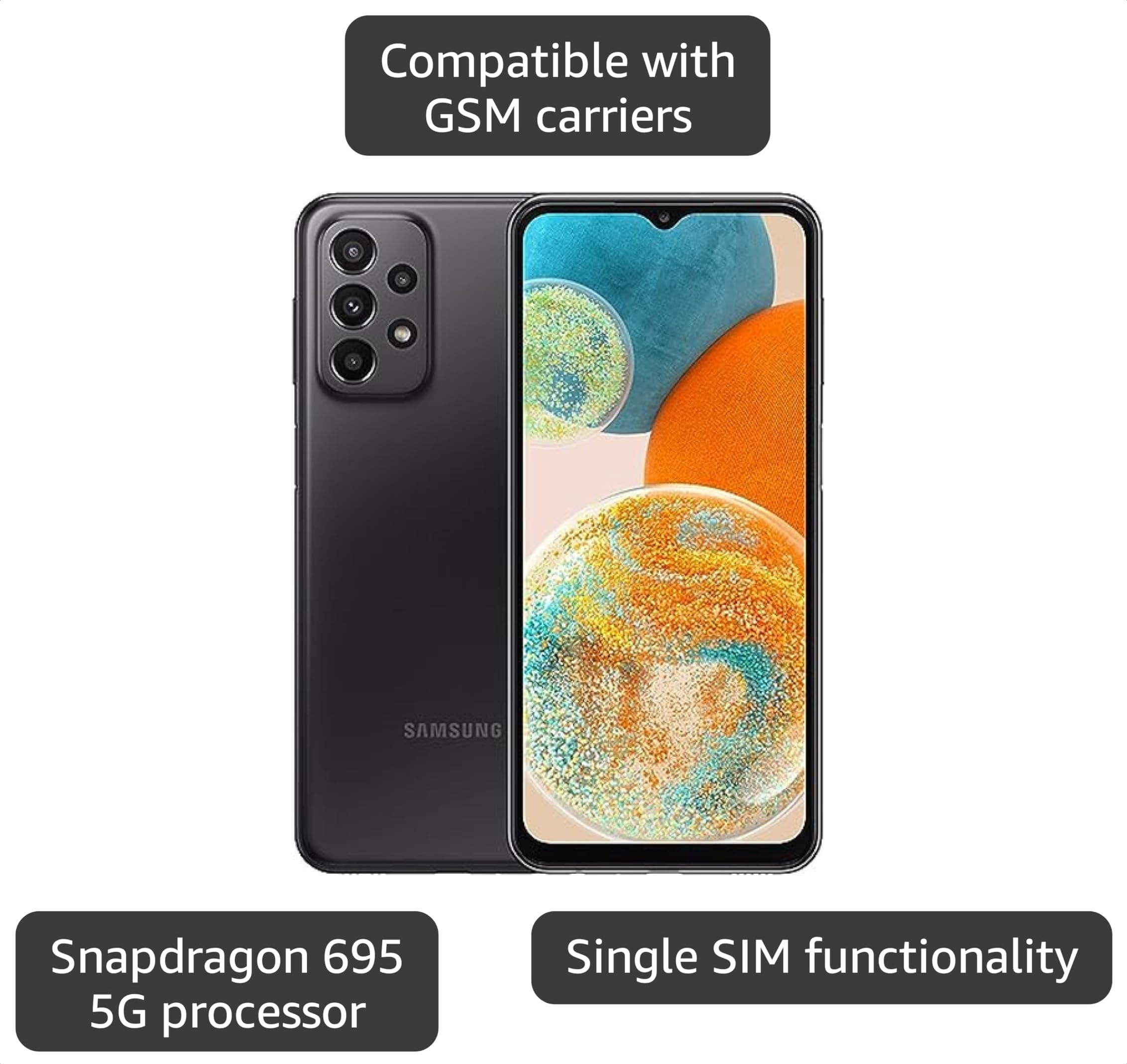 Amazon.com: Samsung Galaxy A23 5G, 64GB + 4GB RAM, Black