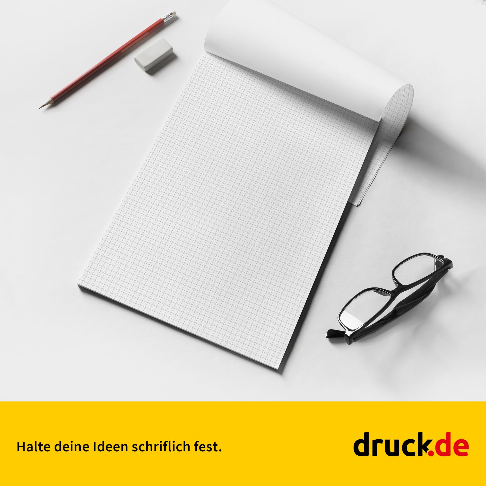druck.de Notizblöcke Set A4 kariert - 20 Blöcke - 50 Seiten pro Block | Notizblöcke Set A4 kariert, 20 Blöcke, 50 Seiten pro Block, A4