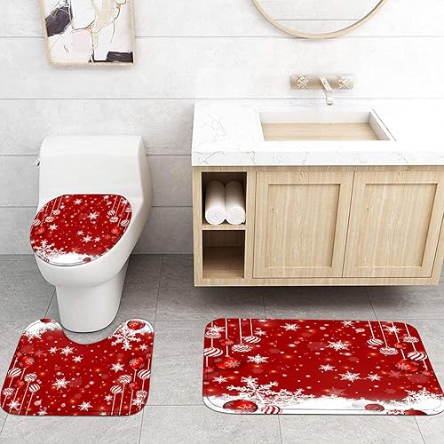 Miniatura 6 de FZDHHY Juego de 4 cortinas de ducha de bolas decorativas de Navidad, juego de cortinas de ducha de bolas decorativas de Navidad, juego de cortinas