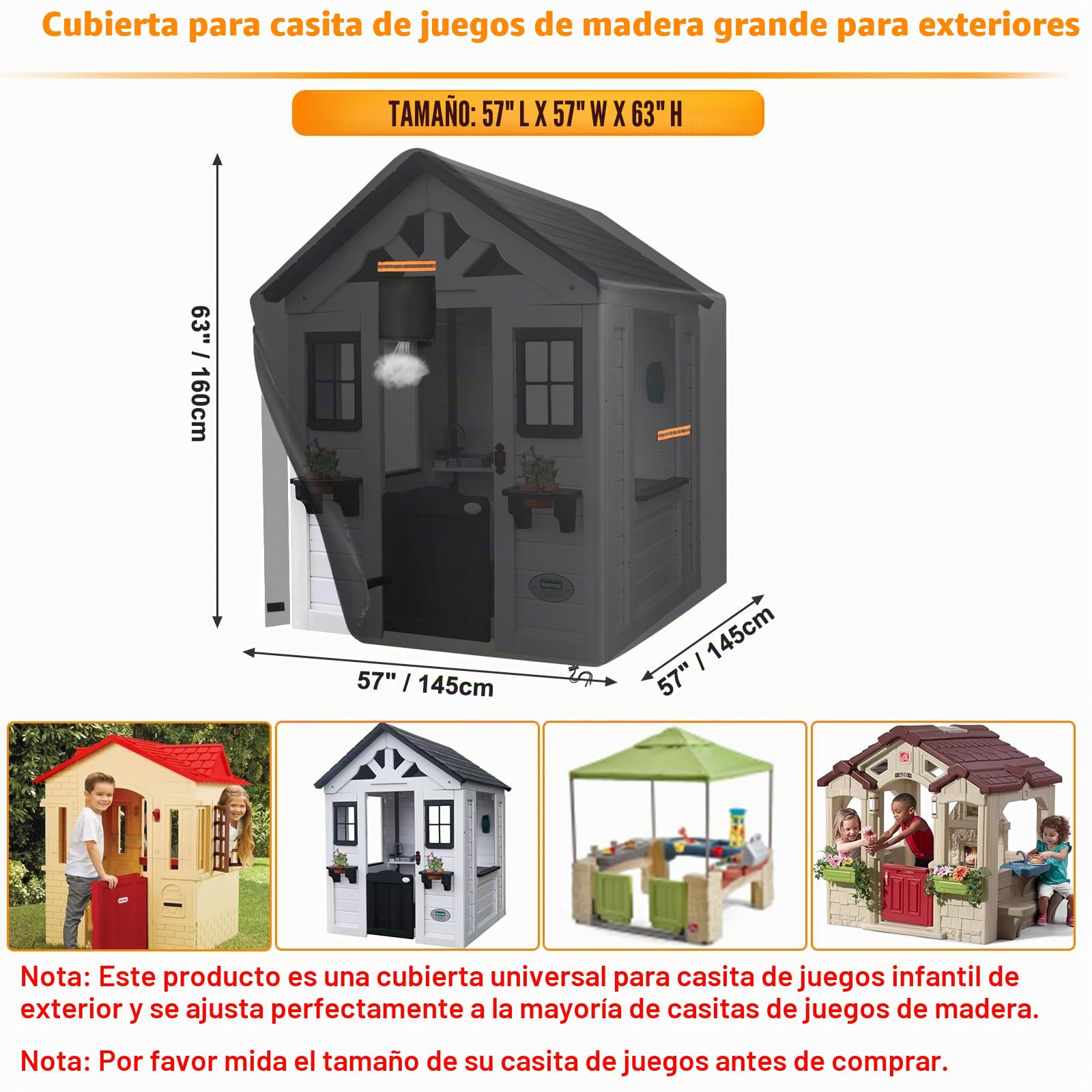 Funda para casa de juegos al aire libre impermeable, GRABADO 420D resistente para casa de juegos para niños, cubierta universal para casa de juegos en el patio trasero para niños pequeños, más fácil