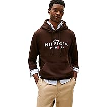 Tommy Hilfiger Felpa con Cappuccio da Uomo Brand Love Big Hilfiger MW0MW41427, Marrone, L, Marrone (Cioccolato), L