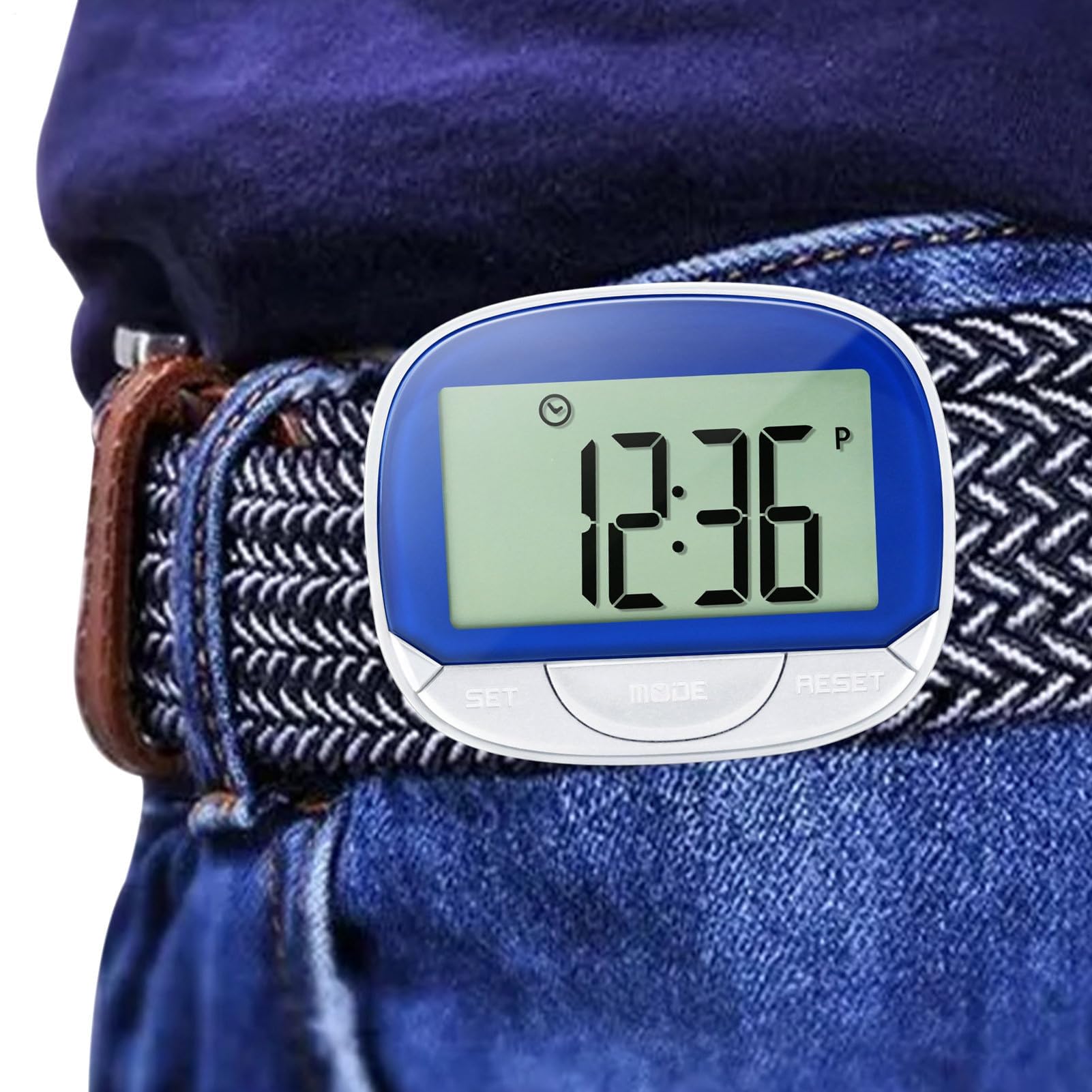 Podomètre de marche, écran extra jumbo, compteur de pas, portable et précis à clipser pour hommes, femmes, enfants, personnes âgées, léger avec horloge, idéal pour tous les âges et les animaux