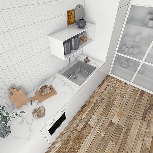 Miniatura 8 de Sinber Fregadero de cocina de 25 x 22 x 9 pulgadas con caída en un solo tazón con acabado satinado de acero inoxidable 304 calibre 18 HT2522S-9-S