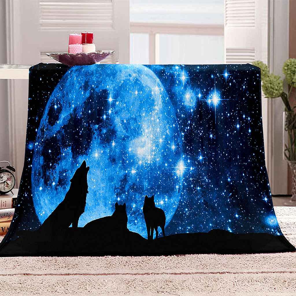 Couverture polaire loup pour rester au chaud facilement tout l'hiver